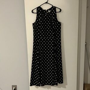 Calvin Klein Black Midi Dress with White Dots